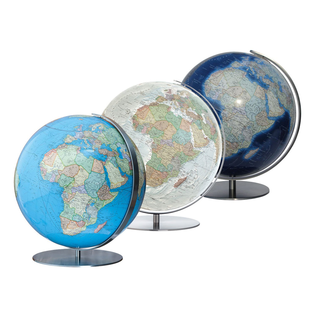 Columbus Desk Globe, 51 cm Diameter, Acrylic Glass, Stainless Steel, Various Variants