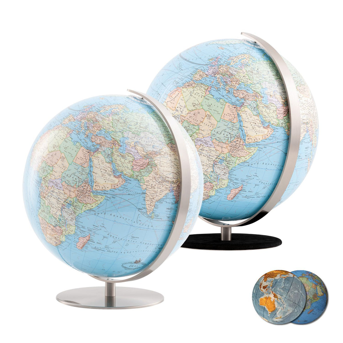 Columbus DUO Desk Globe, Illuminated Globe, 30 cm, Acrylic Glass, OID, Various Variants