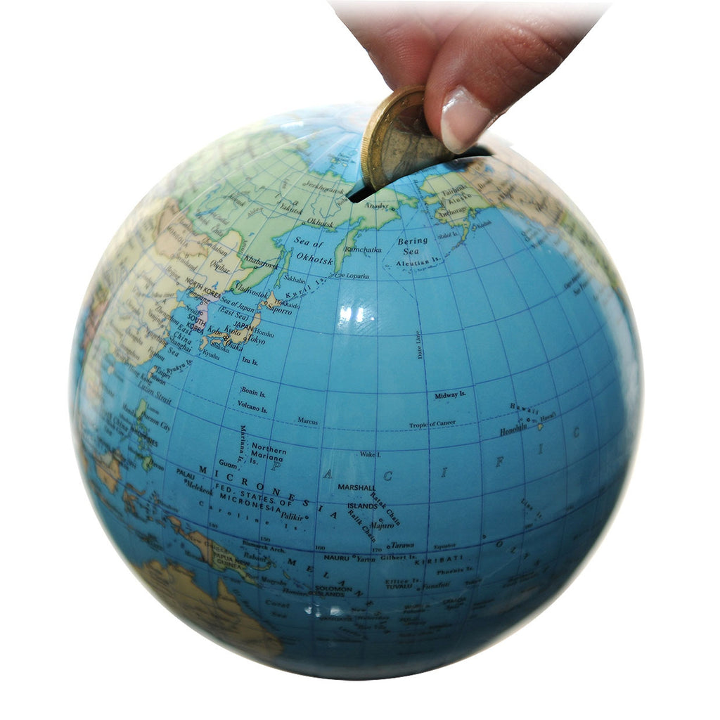 Columbus Mini Globe Money Box, 120 mm Diameter, Various Variants, detail view
