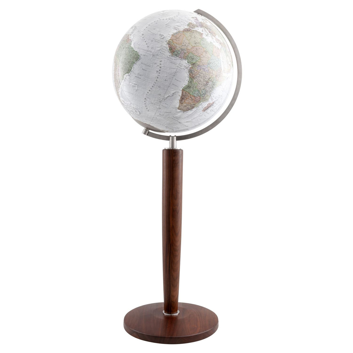 Columbus DUO ALBA Floor Globe Khan 51 cm Crystal Glass Walnut