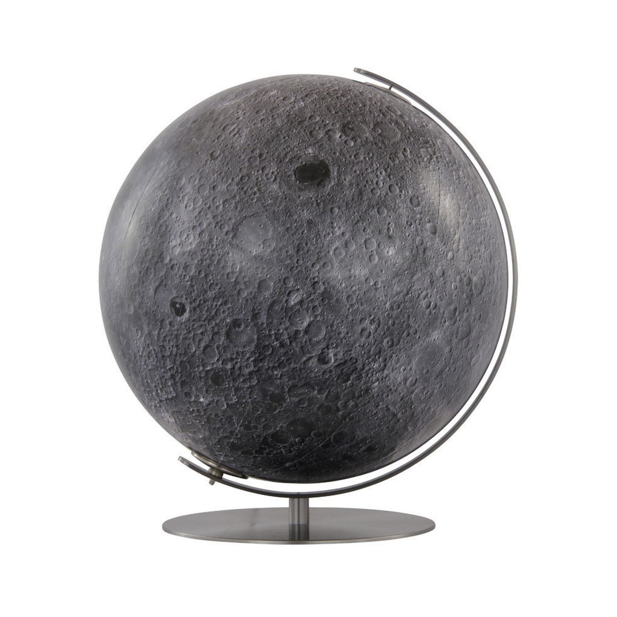 Columbus Illuminated Moon Globe D 40 cm Hand-Laminated Brushed Steel