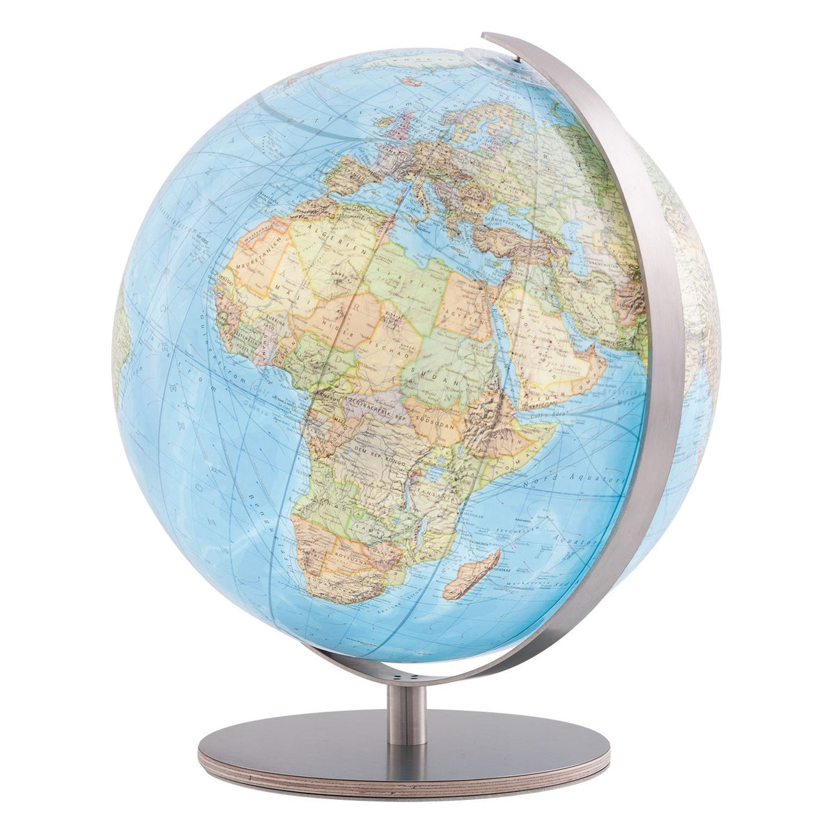 Columbus DUO Student Desk Globe D 30 cm Acrylic, Stainless Steel and Wood Base, illuminated