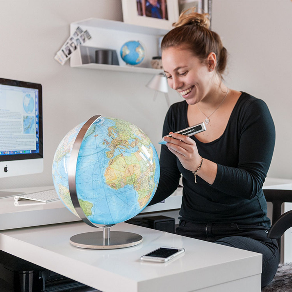 Columbus DUO Student Desk Globe D 30 cm Acrylic, Stainless Steel and Wood Base, map