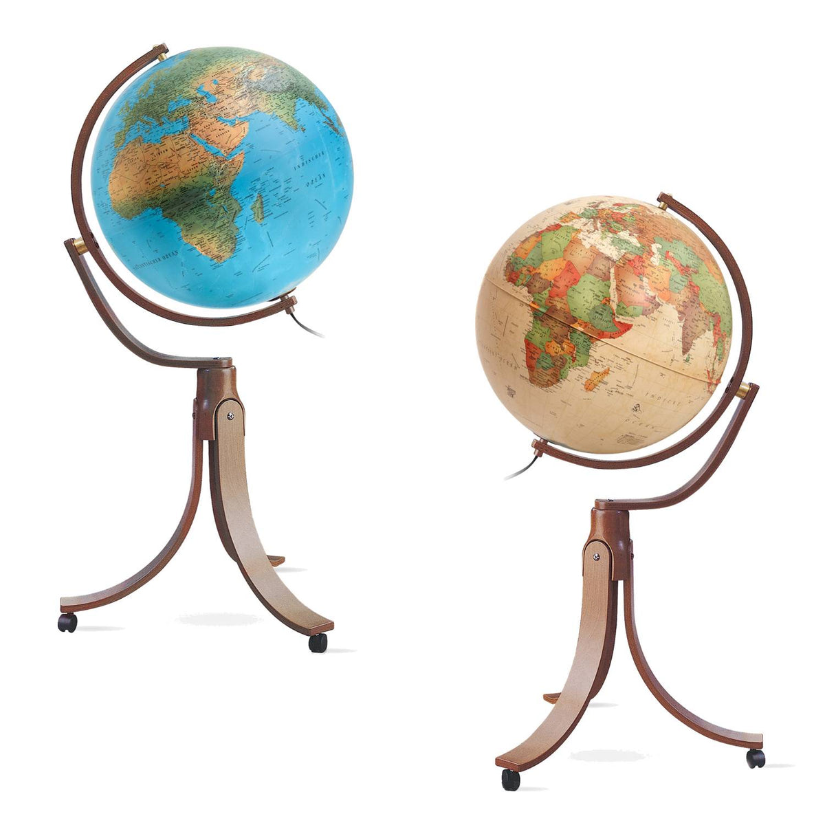 Räthgloben Dual-Image Floor Globe, 50 cm D, 106 cm H, Wooden Frame, Various Designs