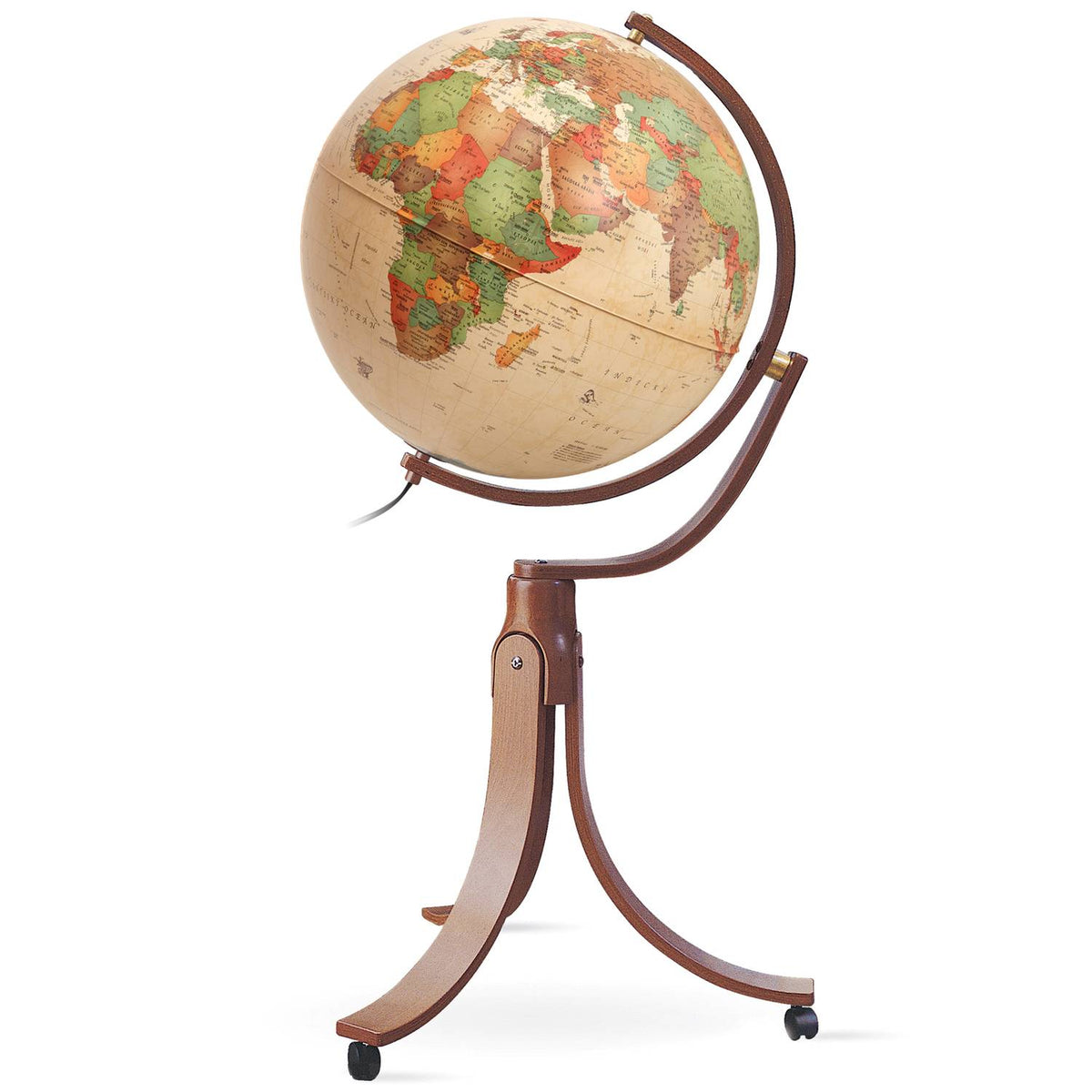 Räthgloben Dual-Image Floor Globe, 50 cm D, 106 cm H, Wooden Frame, Various Designs, illuminated