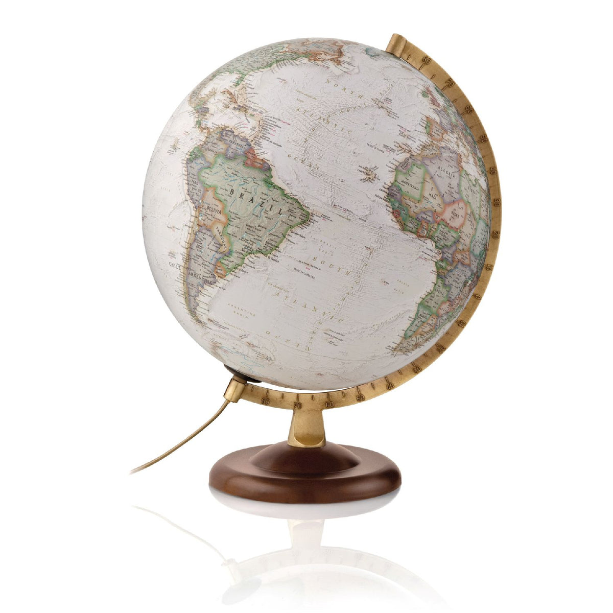 National Geographic Illuminated Globe, 30 cm, Silver Classic or Gold Executive, detail view