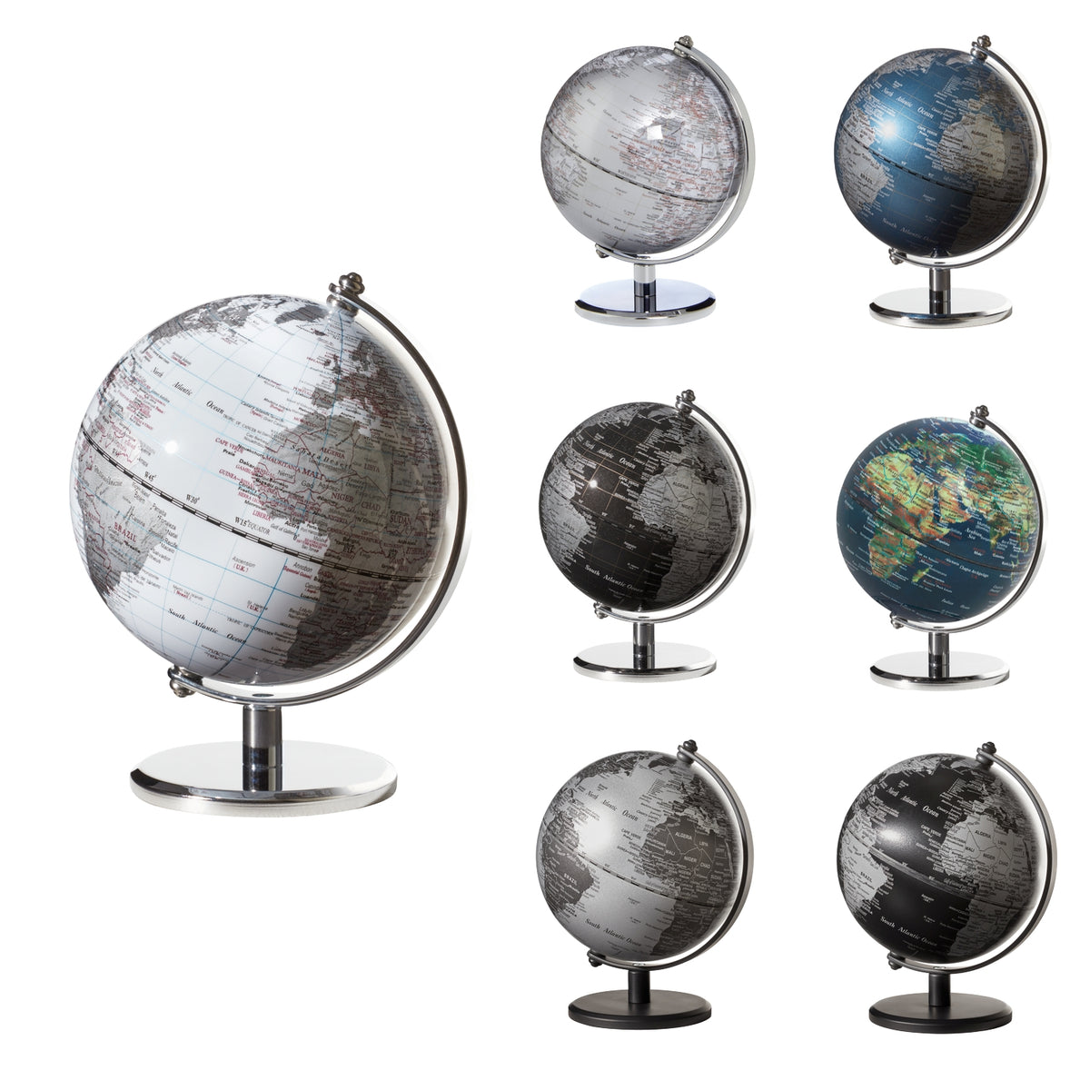 EMFORM Gagarin mini globe, metal base, central axis