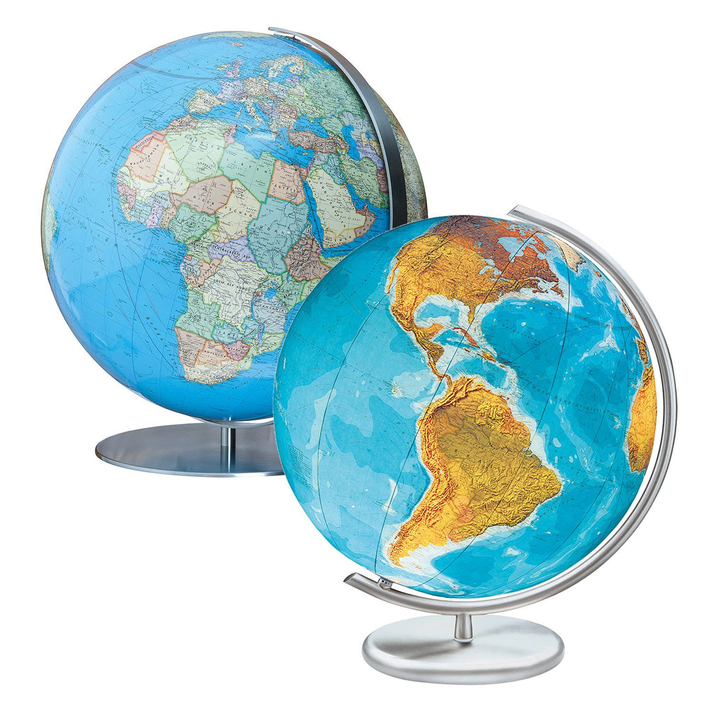 Columbus DUO Illuminated Desk Globe, 400 mm Diameter, Stainless Steel