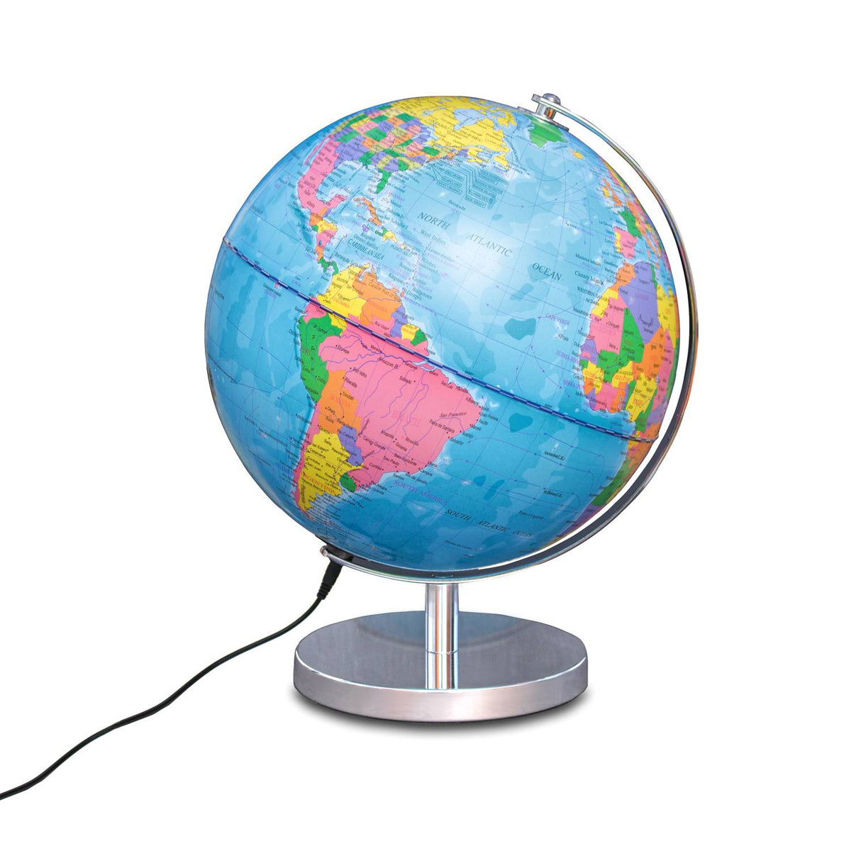 Magellan Albion globe with brass-coloured metal base, detail view